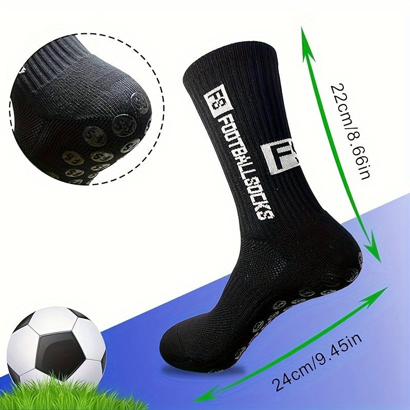 3 Pairs Silicone Dots Non Slip Football Socks Crew Socks for Soccer Running
