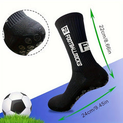 3 Pairs Silicone Dots Non Slip Football Socks Crew Socks for Soccer Running