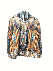 Boho Graphic Print Hoodie Vintage Drawstring Sweatshirt