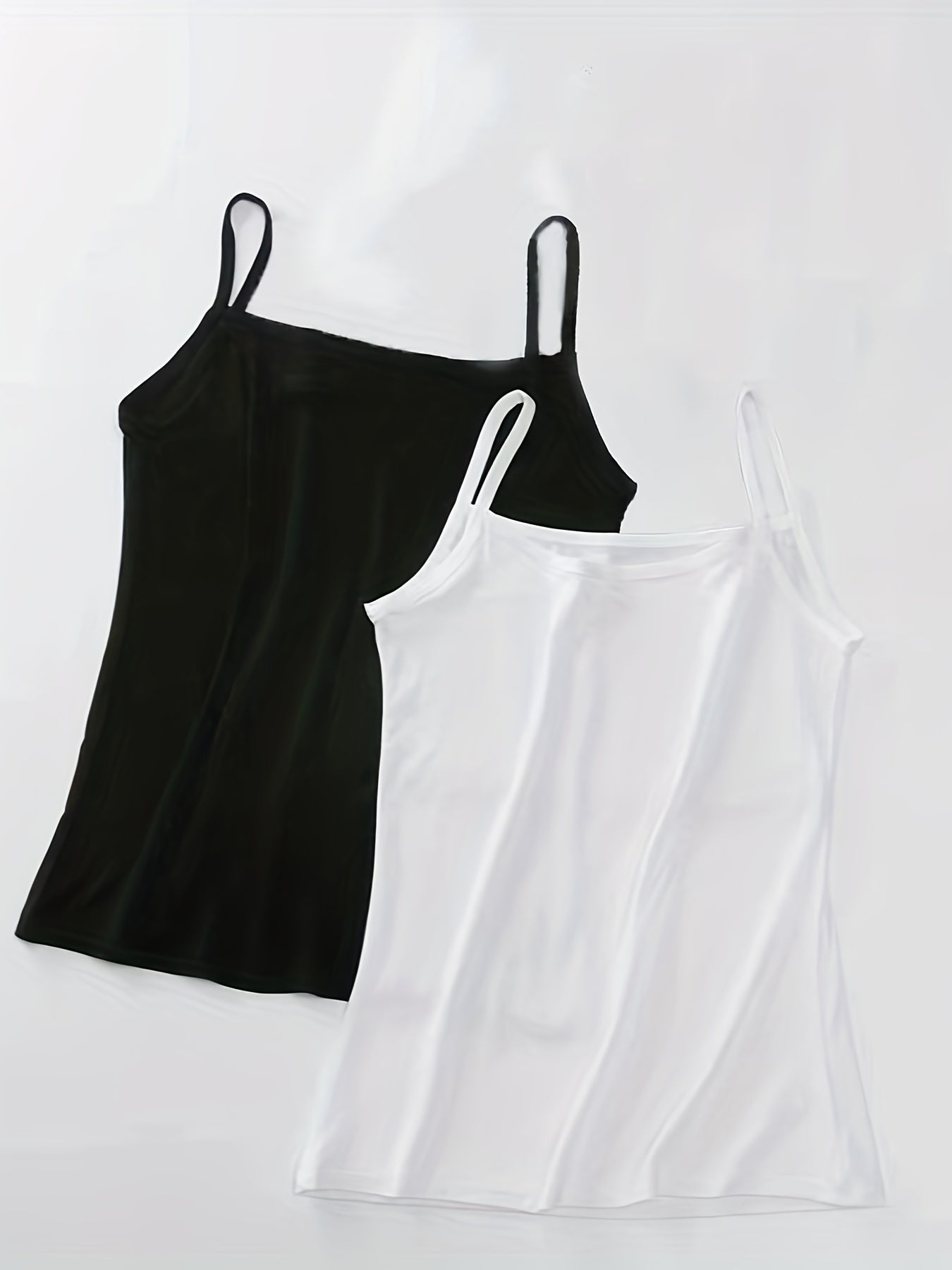 2 Pack Solid Cami Tops Crew Neck Everyday Women's Lingerie