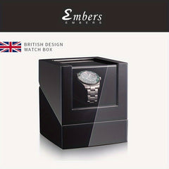 Embers Luxury Single Watch Winder Wooden Shaker Box Glass Storage Case