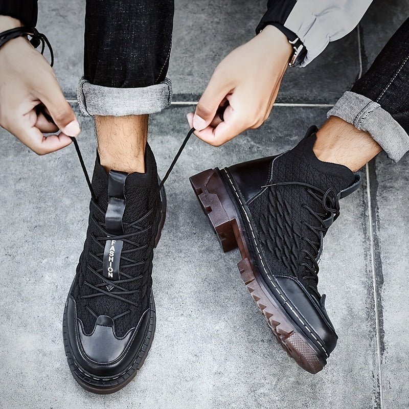 Men's Lace Up Chelsea Boots High Top Anti-skid Shoes