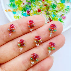 100Pcs Mini 7 11mm Roses Resin Scrapbooking DIY Jewelry Craft Decoration