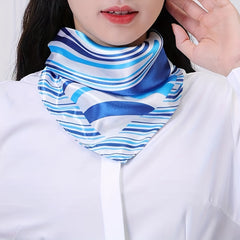 Stripe Print Neckerchief Silk Square Scarf Head Wrap Hair Accessory