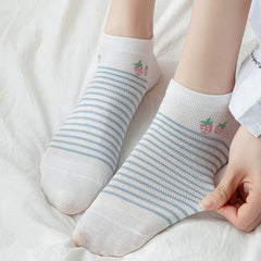 5 Pairs Strawberry Crew Socks for Women