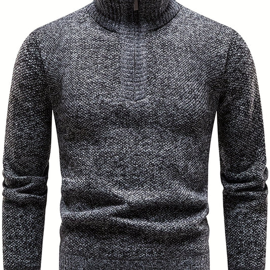 Men's Zipper Knitted Sweater Casual Warm Solid Pullover