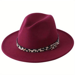 Leopard Pattern Jazz Felt Hat for Men and Women