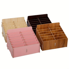 12 Grid Wooden Cell Phone Organizer Box, Classroom Desktop Storage