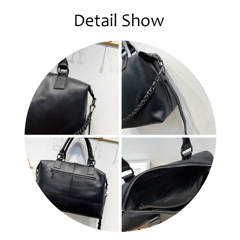 Lychee Pattern Leather Crossbody Bag for Women
