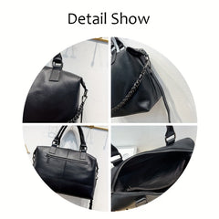 Lychee Pattern Leather Crossbody Bag for Women