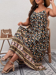 Boho Plus Ditsy Floral Maxi Cami Dress