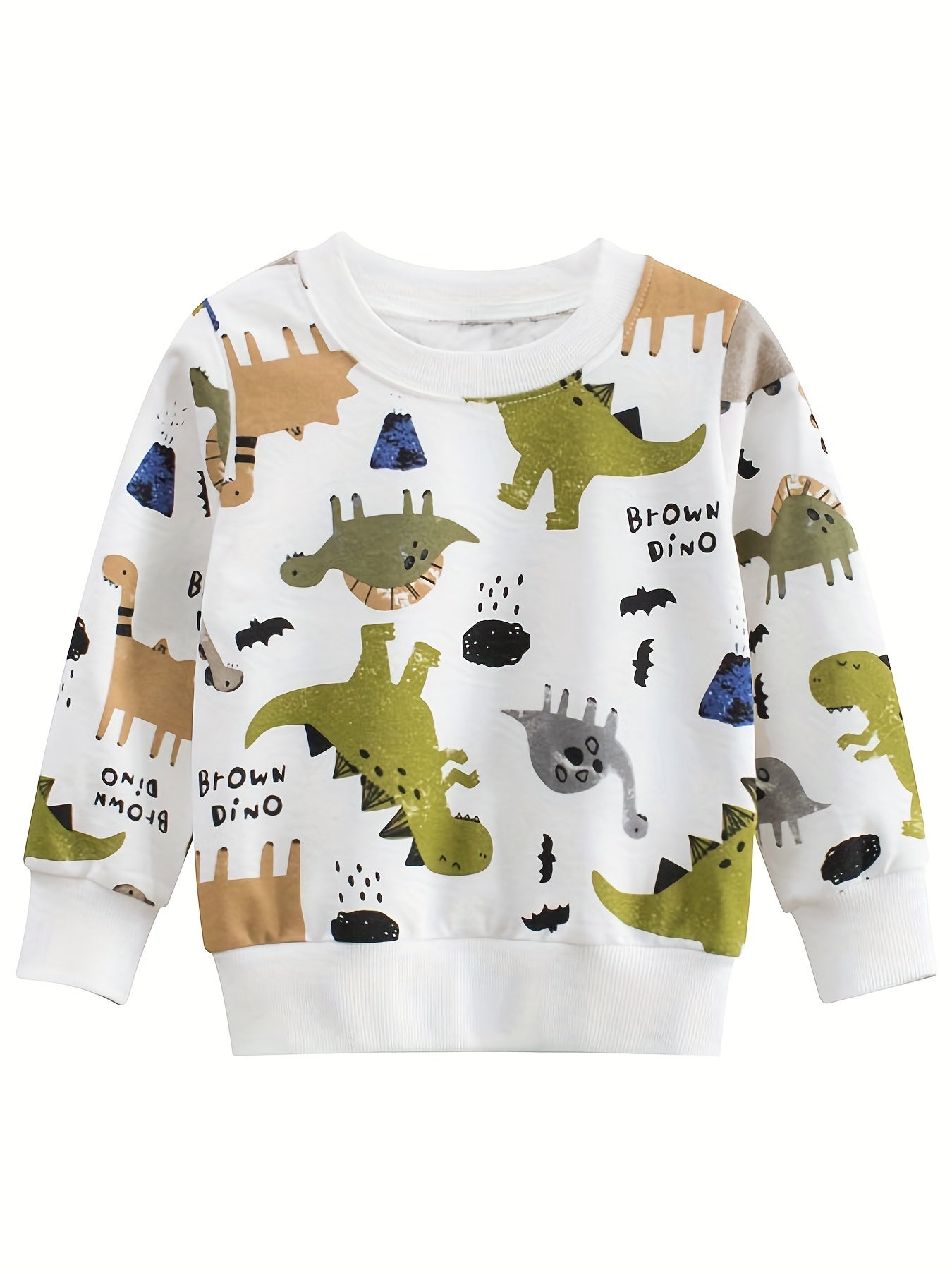 Boys Dinosaur Graphic Sweatshirt Long Sleeve Top for Spring and Autumn