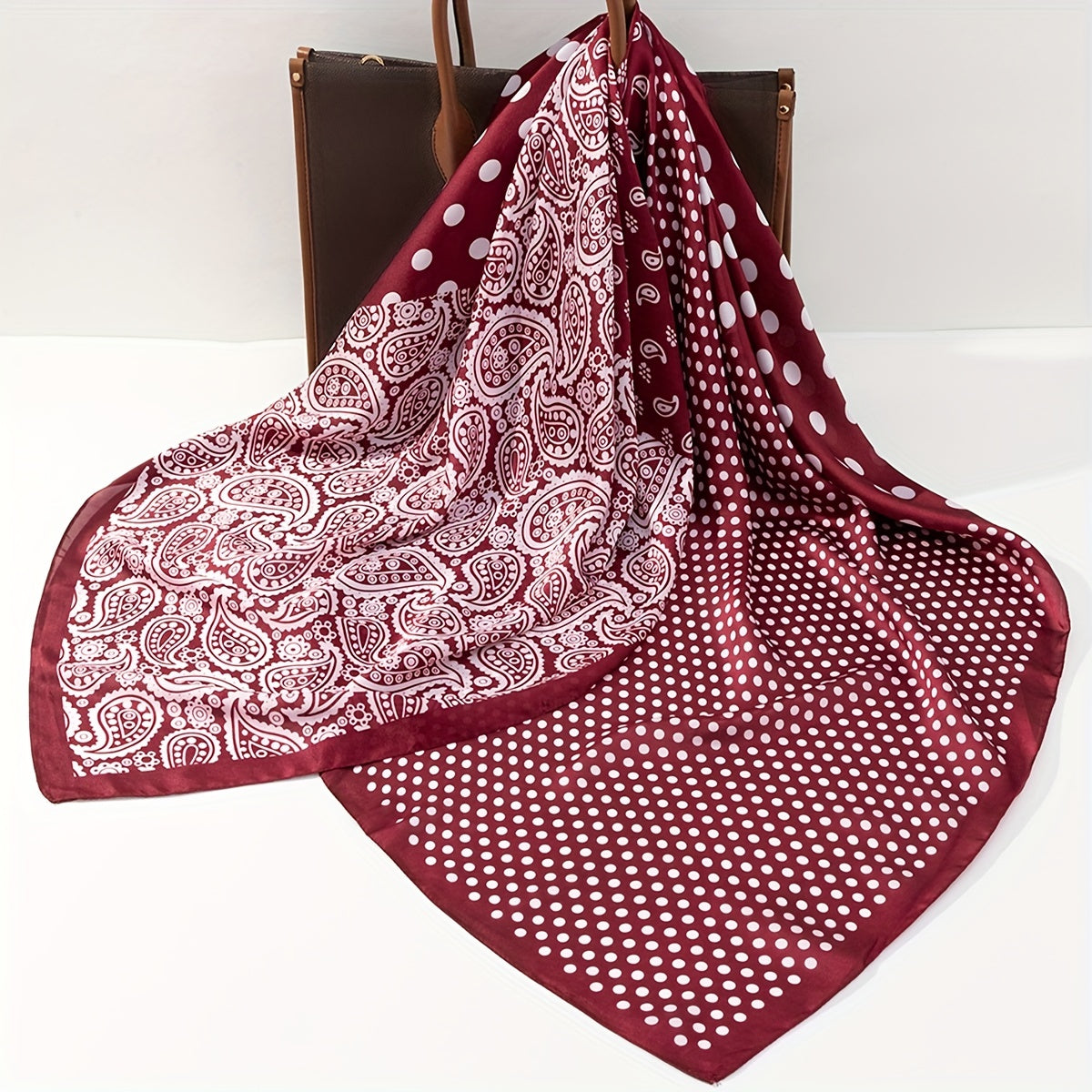 Dotted Paisley Print Bandana Silk Scarf Hair Accessories