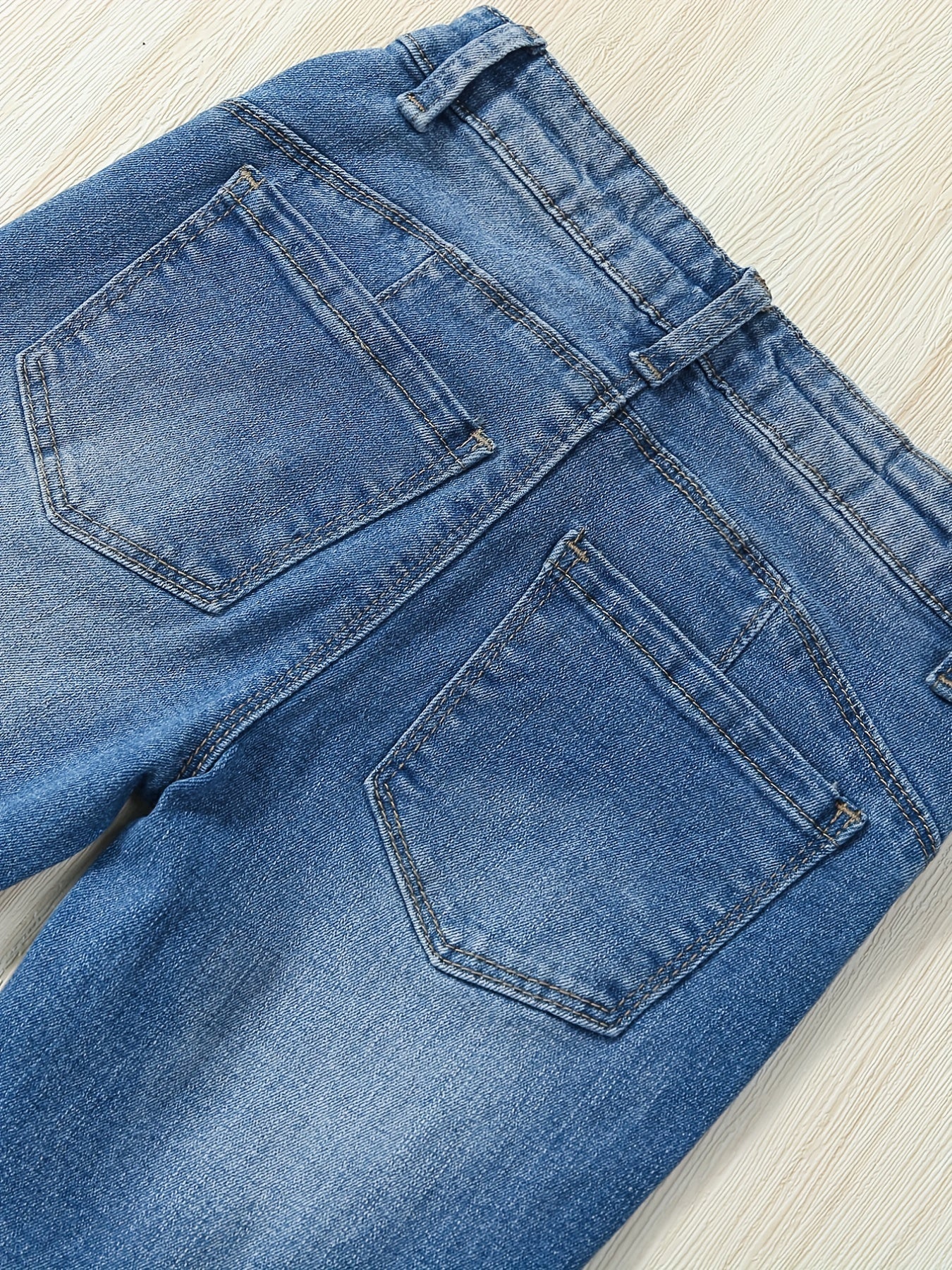 Girls Ripped Skinny Jeans Zipper Fly Stretch Denim Pants
