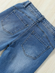 Girls Ripped Skinny Jeans Zipper Fly Stretch Denim Pants