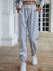 Casual Fleece Elastic Waist Sweatpants for Women