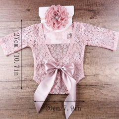 Infant Flower Headband Romper & Triangle Top Set