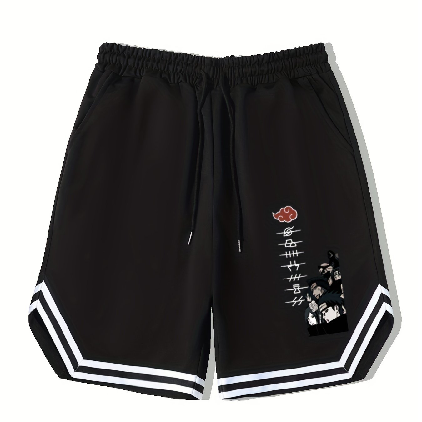 Men's Anime Graphic Drawstring Streetwear Shorts for Workout Fitness
