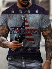 Men's 3D Printed Smile T Shirt Casual Tee for Summer