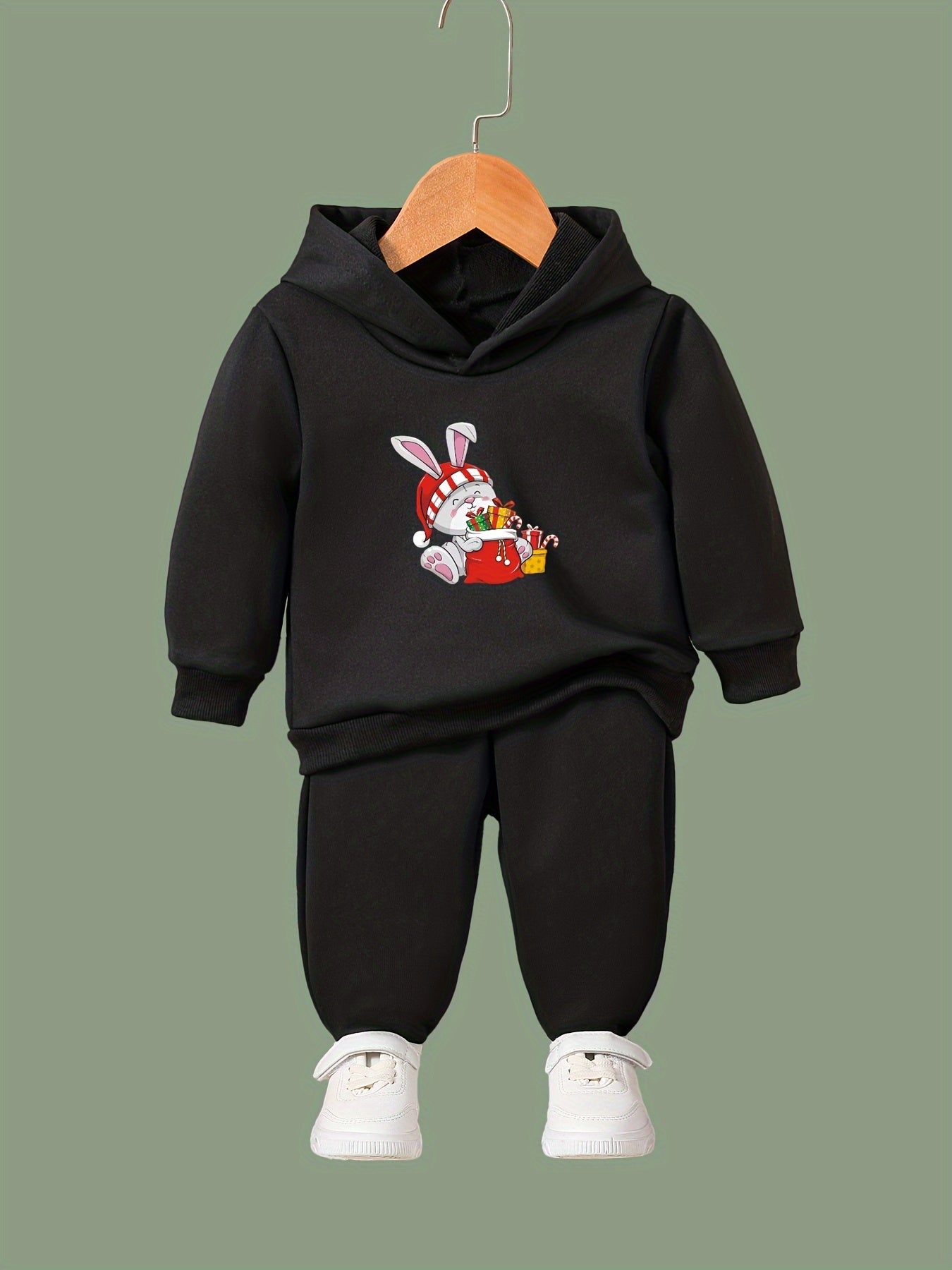 OERYUI 2pcs Christmas Bunny Hoodies Pants Set For Kids Spring Fall