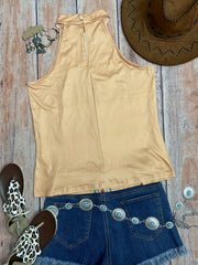 Vintage Graphic Halter Top Sleeveless Casual Tee