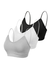 3pcs Ribbed Cami Tops & Backless Crop Top Women's Lingerie