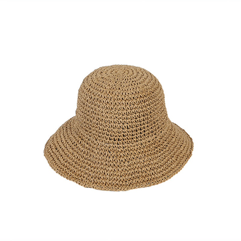 Brown Hollow Crochet Sun Hat French Style Lightweight Straw Hats Women
