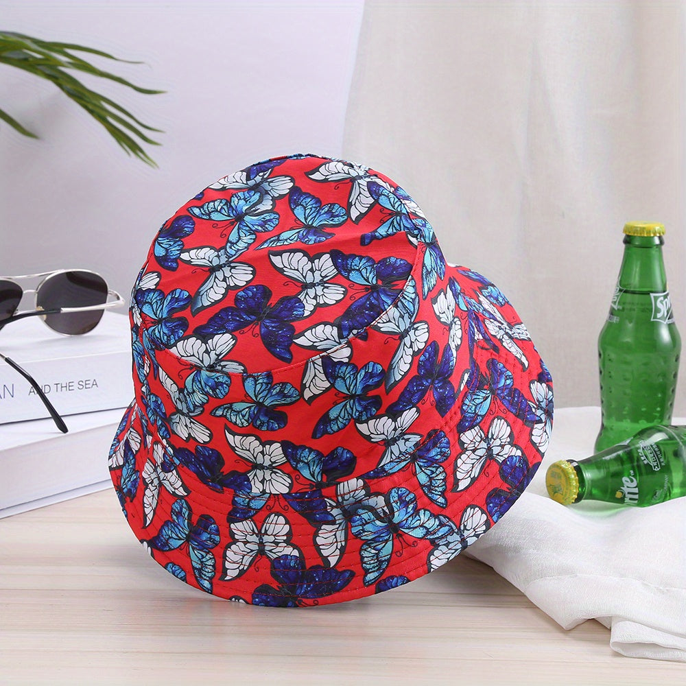 Butterfly Print Outdoor Bucket Hat Unisex Sunshade Hat