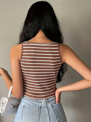 Stripe Print Tank Top Sleeveless Summer Top