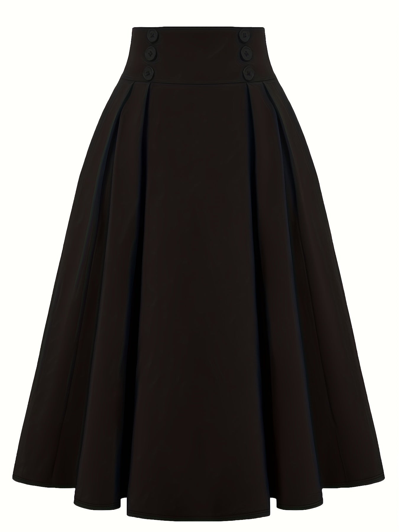 Vintage Button Front High Waist Pleated Skirt