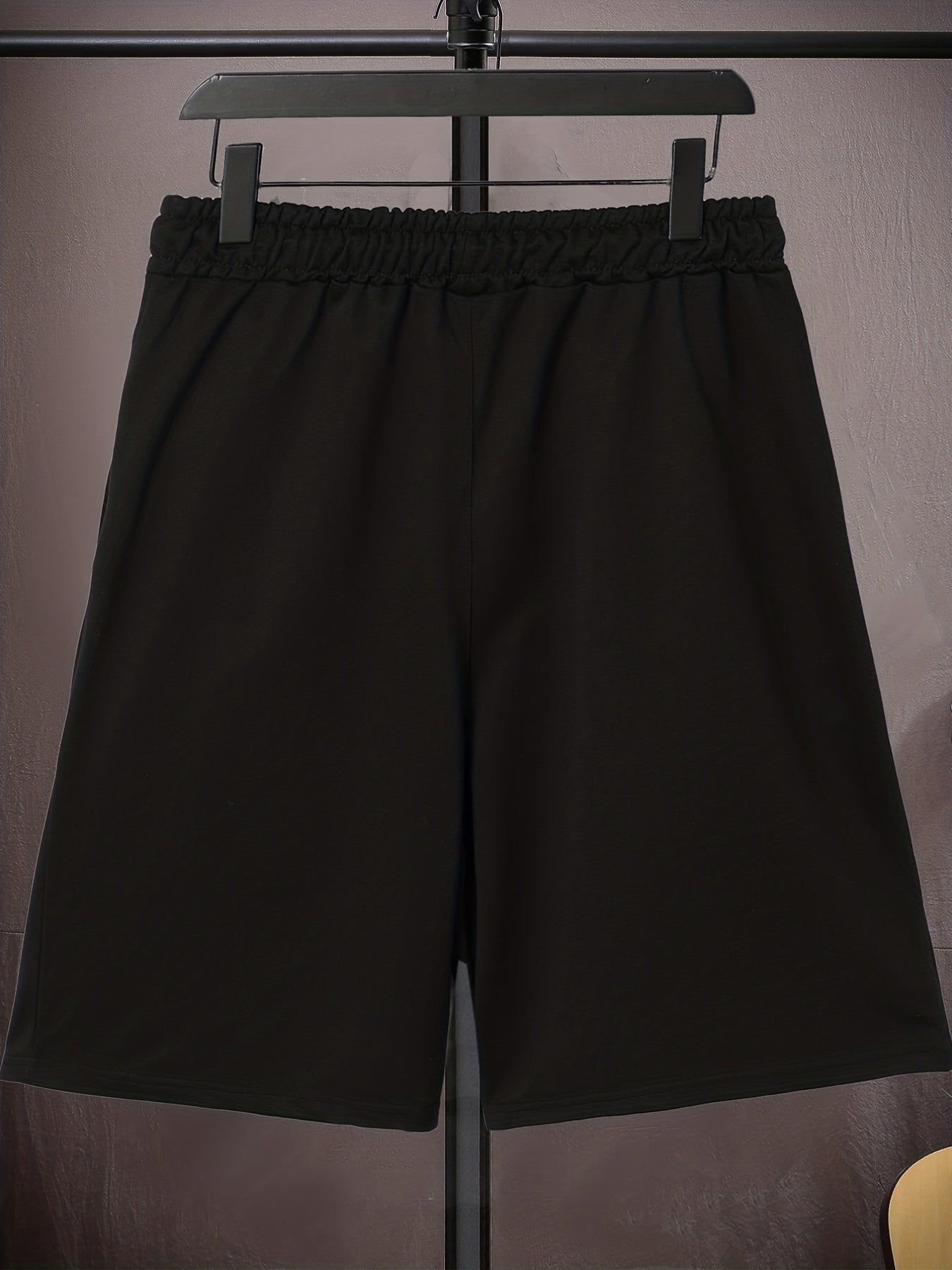 Letter Print Casual Mid Stretch Graphic Drawstring Shorts Men's Shorts