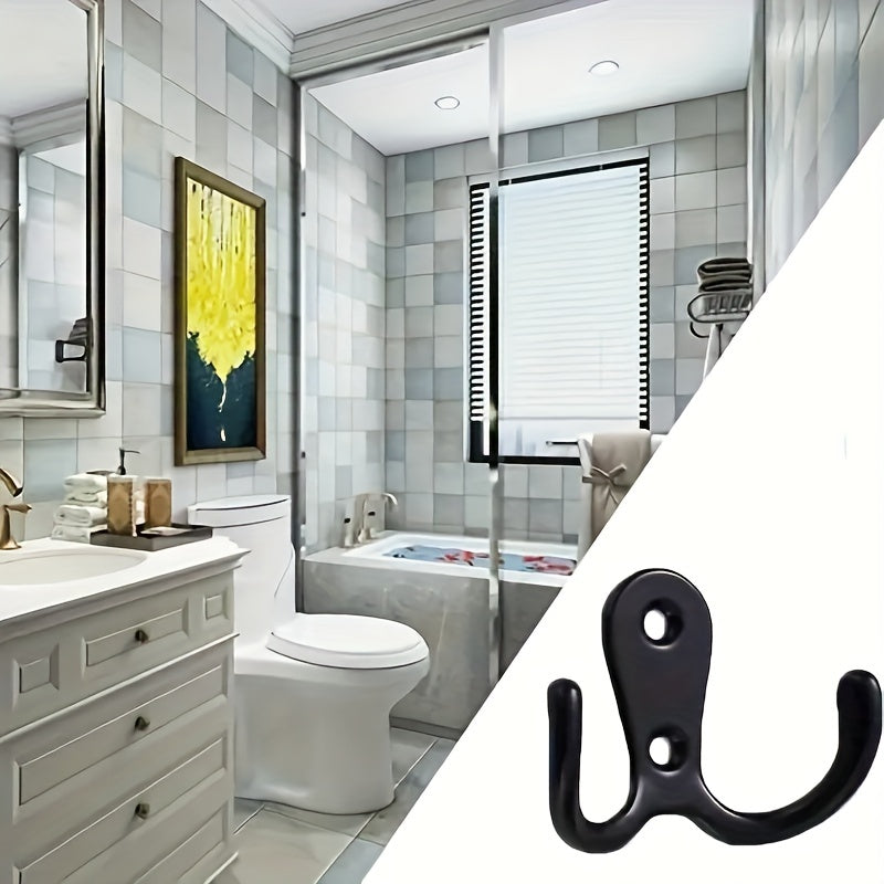 Heavy Duty Metal Double Hooks for Hanging Robes Towels Keys Jackets Hats