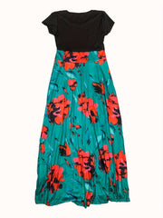 Casual Floral Print Dress Crew Neck Short Sleeve Dress