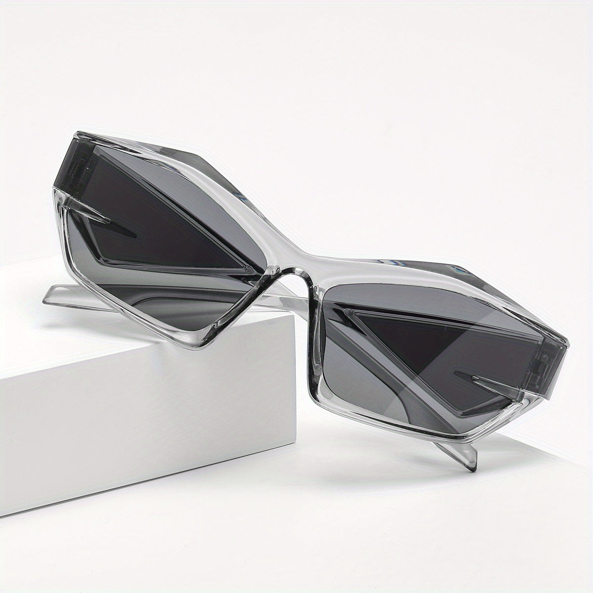 Vintage Polygon Square Sunglasses with Zipper Case