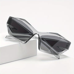 Vintage Polygon Square Sunglasses with Zipper Case