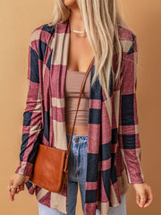 Plaid Patterned Long Sleeve Retro Jacket Casual Outerwear Fall & Spring