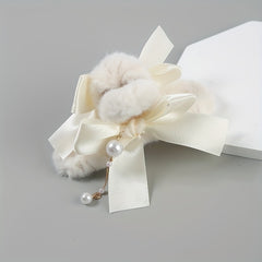 Christmas Plush Hair Clip Bell Bow Cherry Decor Knit Hair Clips Girls
