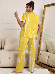 Tie Dye Short Sleeve Top & Pants Pajama Set
