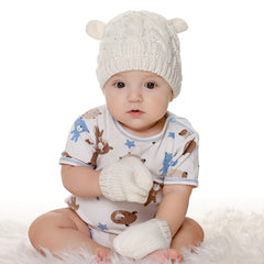 Cute Knitted Hat & Mittens Set for Newborns & Toddlers