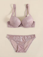 Floral Lace Push Up Bra & Bikini Panties Set