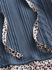 Women's Plus Leopard Print Knitted Sweater Turtle Neck Pullover