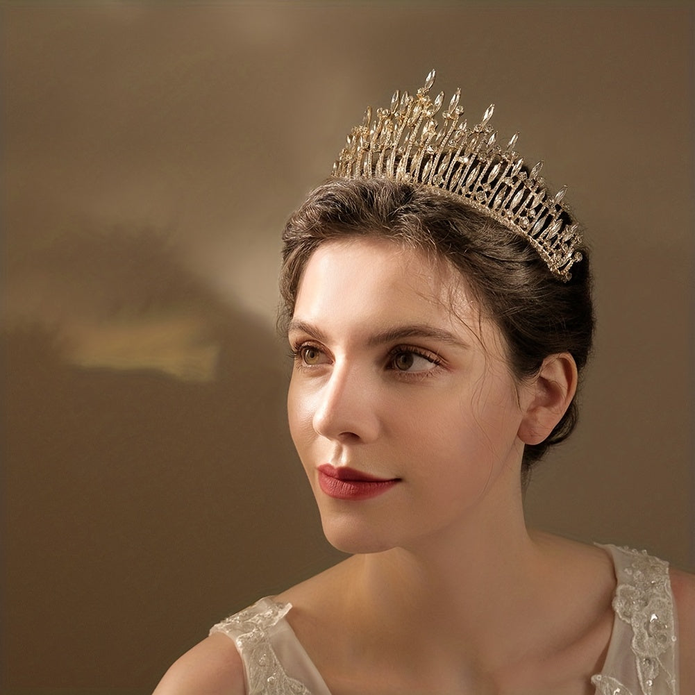 Rhinestone Golden Crown Hairband Headband Tiara Wedding Birthday Cosplay
