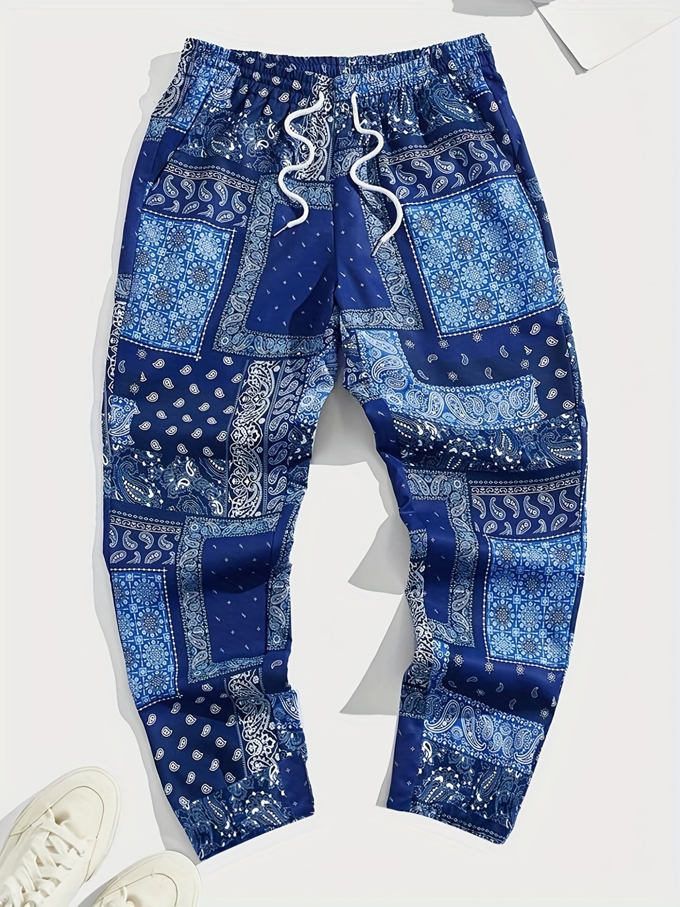Paisley Bandana Pattern Drawstring Sweatpants Loose Fit Pants