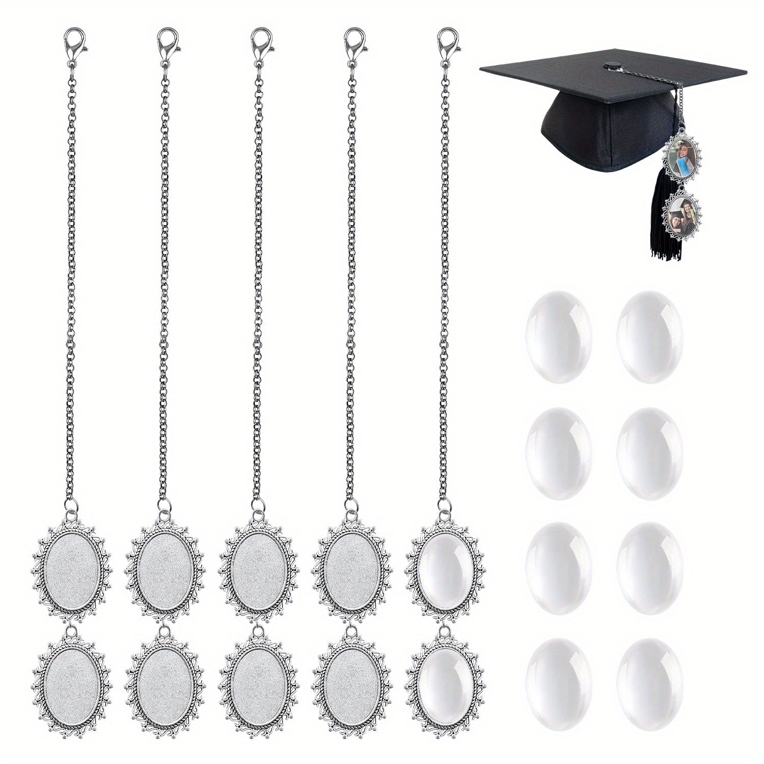 5pcs Photo Frame Tassels Graduation Cap & Tassel Charm for DIY Wedding Bouquets