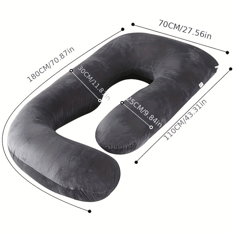 J Shaped Full Body Pillow with Cooling Cover & Removable Velvet Cushion