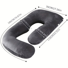 J Shaped Full Body Pillow with Cooling Cover & Removable Velvet Cushion