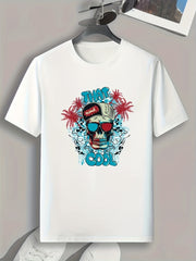 Skull Pattern Print Men's Comfy Sports T-shirt Graphic Tee for Fitness
