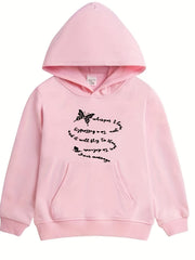 Girls Butterfly Print Hooded Sweatshirt Top Long Sleeve Hoodie Pullovers