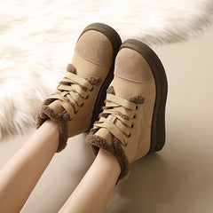 Women's Plush Snow Boots Retro Warm Ankle Boots