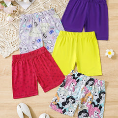 5pcs Girls Cartoon Print Shorts for Summer